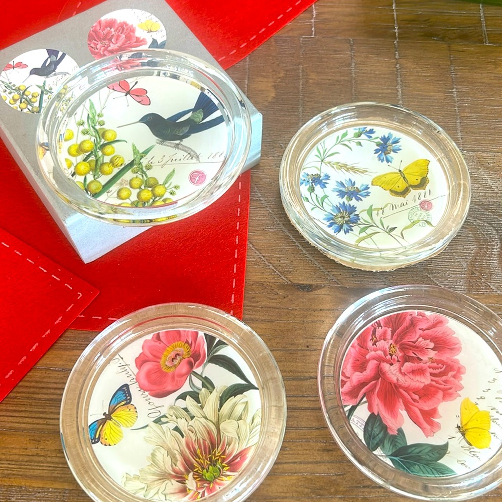 Botanical glass coasters